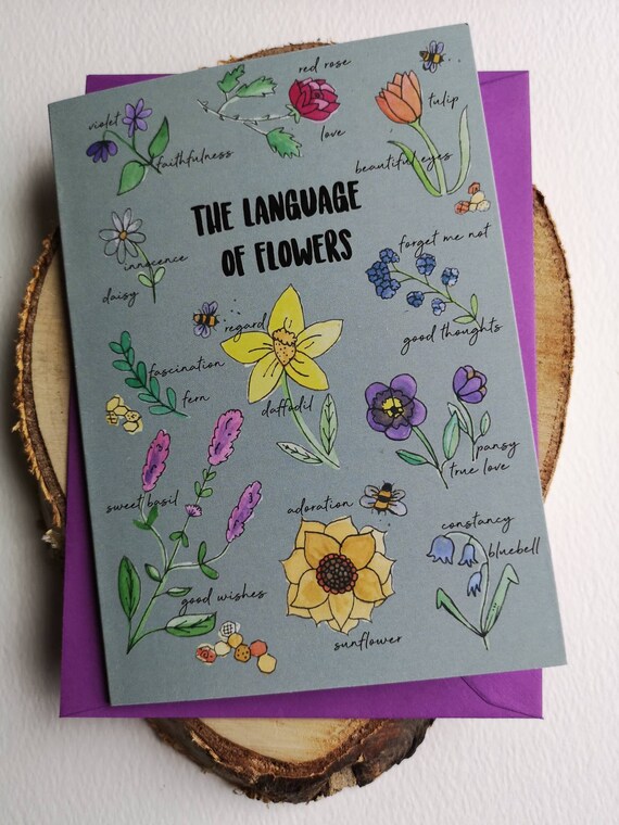 The Language Of Flowers Card Flower Meanings Gardeners Etsy