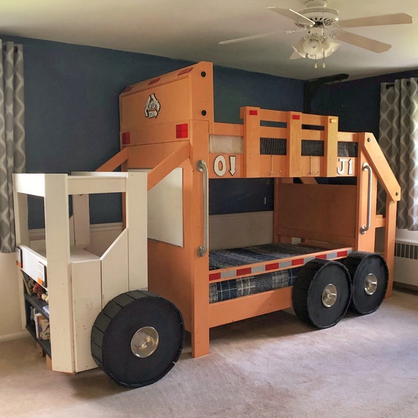 PLANS de lit superposé de camion à ordures (format pdf) - Taille simple - Projet de menuiserie DIY pour une chambre d'enfant