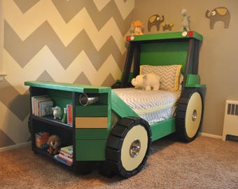 PLANOS de la cama del tractor (formato pdf) - Tamaño doble - Para un dormitorio infantil (tamaño completo disponible a pedido)