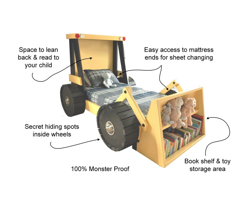 Construction Truck Bed PLANS pdf format Twin Size DIY Kid Bedroom Decor Full Size available upon request image 6