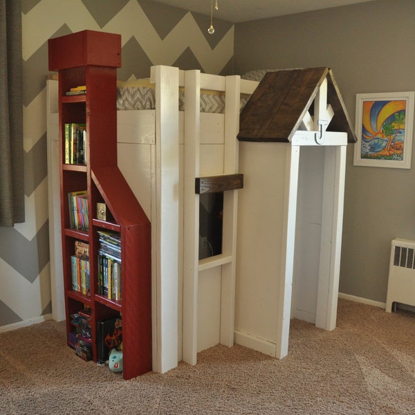 House Bed PLANS (pdf format) - Twin Size - DIY Kid Loft Bed