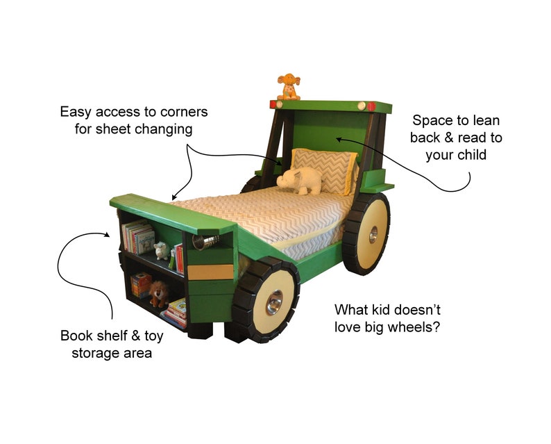 Tractor Bed PLANS pdf format Twin Size For a Kid Bedroom Full Size available upon request image 6