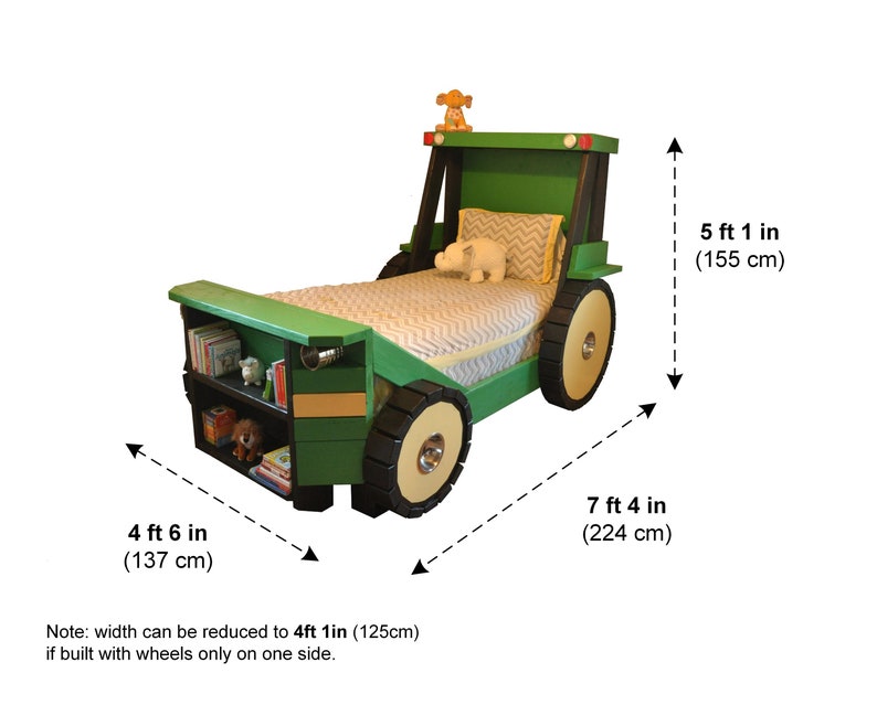 Tractor Bed PLANS pdf format Twin Size For a Kid Bedroom Full Size available upon request image 3