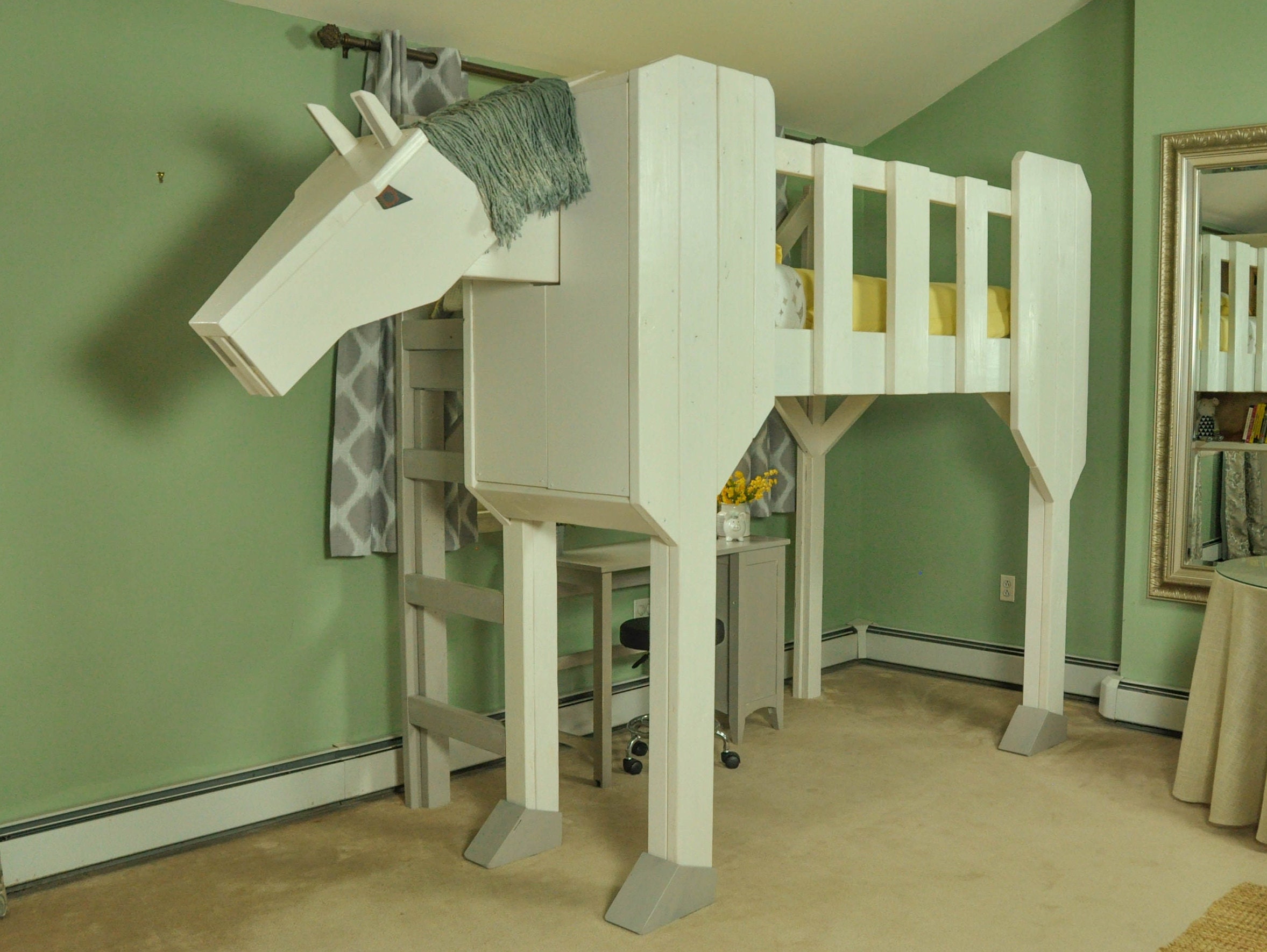 Horse Bed PLANS pdf Format Twin Size DIY Kid Loft Bed Etsy