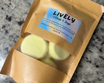 Lively shower steamers, shower bombs, shower aromatherapy, citrus & sage scent, calming shower steamers
