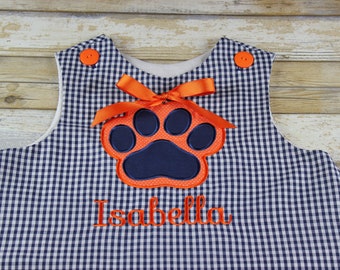 JUST BLANKS GIRLS TIERED RUFFLE DRESS SLEEVELESS AUBURN TIGERS ORANGE BLUE NEW