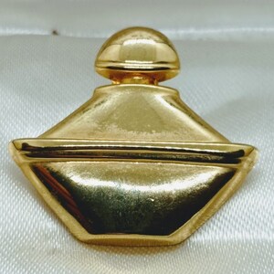 Guerlain vintage 80s golden clip brooch in the shape of Samsara perfume, vintage clip brooch 80s French haute couture women&#39;s collection