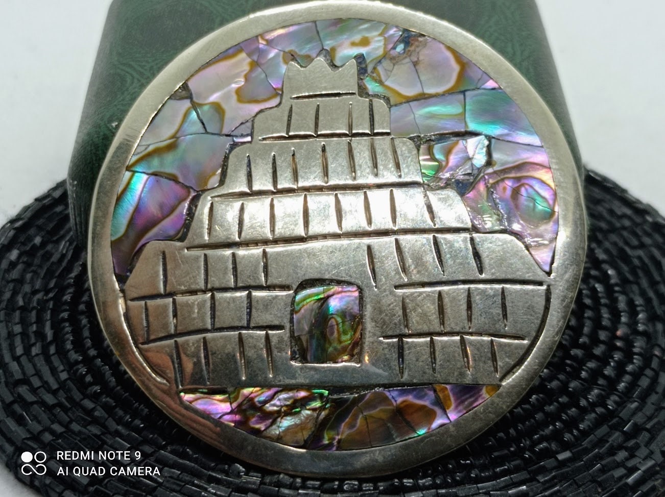 XXL Vintage Hecho in Mexico Silver Handmade Brooch, Silver