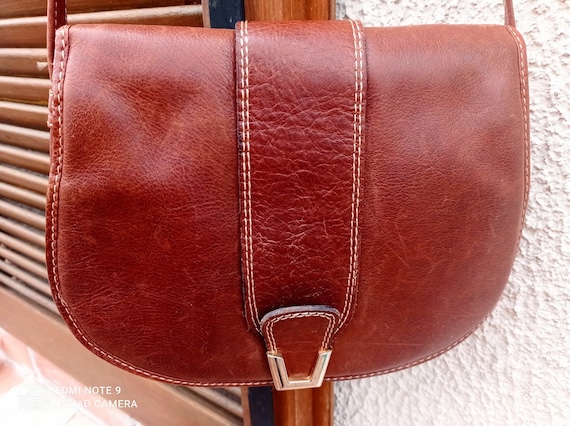 Minelli shoulder bag in vintage brown cowhide lea… - image 1
