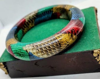 Vintage 80s bracelet, a pretty multicolored imitation snakeskin, for a 80s women's costume