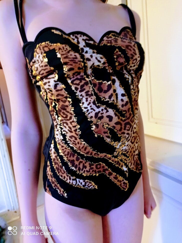 Maillot de bain sculptant Charmline EUR40 cup C maillot de bain brand Charmline noir or tigredecolletes avec coques souples 40FR femme Etsy France