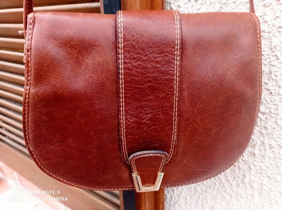 Minelli shoulder bag in vintage brown cowhide lea… - image 7