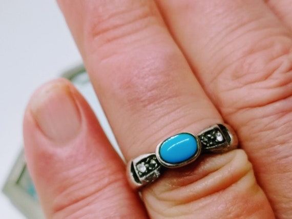 Vintage ring in solid 925 silver with cabochon of… - image 3