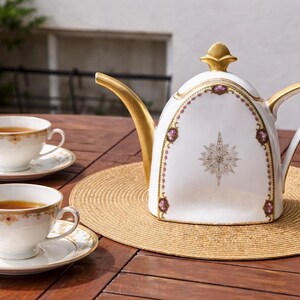 Caffettiera vintage Art Déco in porcellana di Limoges degli anni '40, servizio da tavola francese TLB.