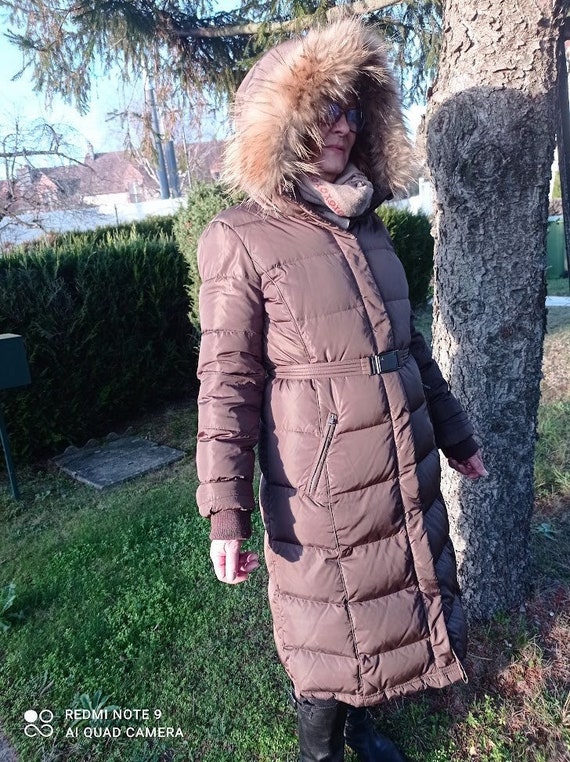 Super Chic Max Mara Weekend Long Down Jacket With Hood Decorated With Natural Fur Cafe Au Lait Size 44FR or 12 US Vintage 2000s Woman Etsy