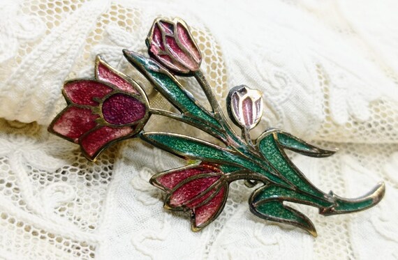 Broche Ancienne En Métal Doré Et émail - Vintage - Occasion - Pour Collection Ou Customisation