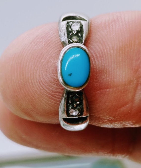 Vintage ring in solid 925 silver with cabochon of… - image 5