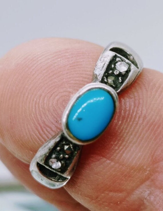Vintage ring in solid 925 silver with cabochon of… - image 1