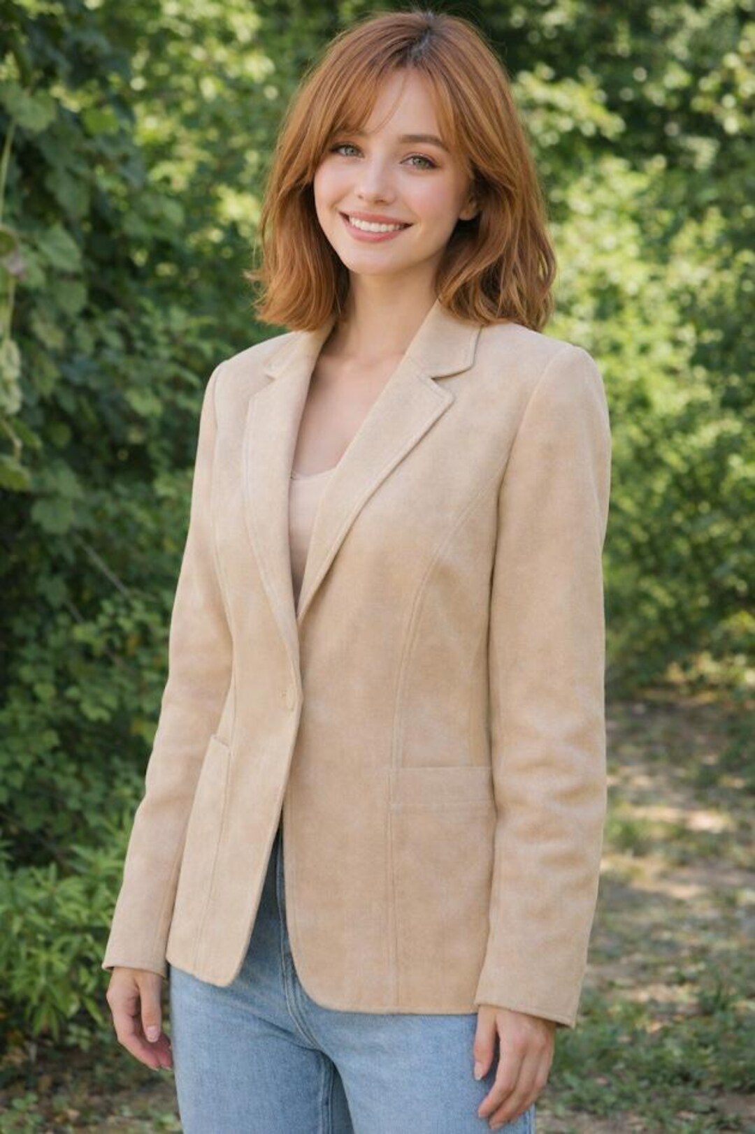 Cerruti 1881 Vintage 80s Blazer in Beige Silk, Supplied With