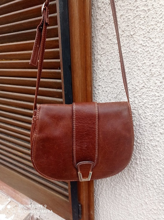 Minelli shoulder bag in vintage brown cowhide lea… - image 4