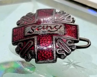 Grand Pendentif Broche Fleurs En émaux De Limoges Vintage - Années 60 - Occasion