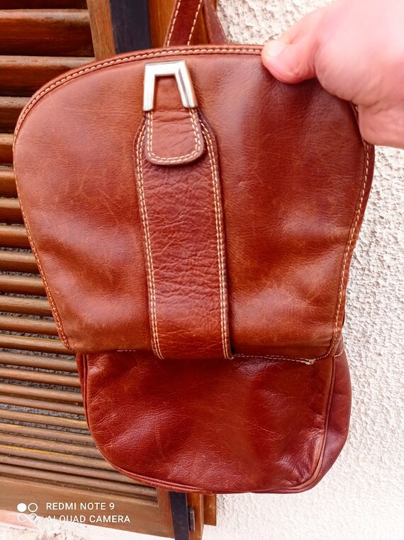 Minelli shoulder bag in vintage brown cowhide lea… - image 8