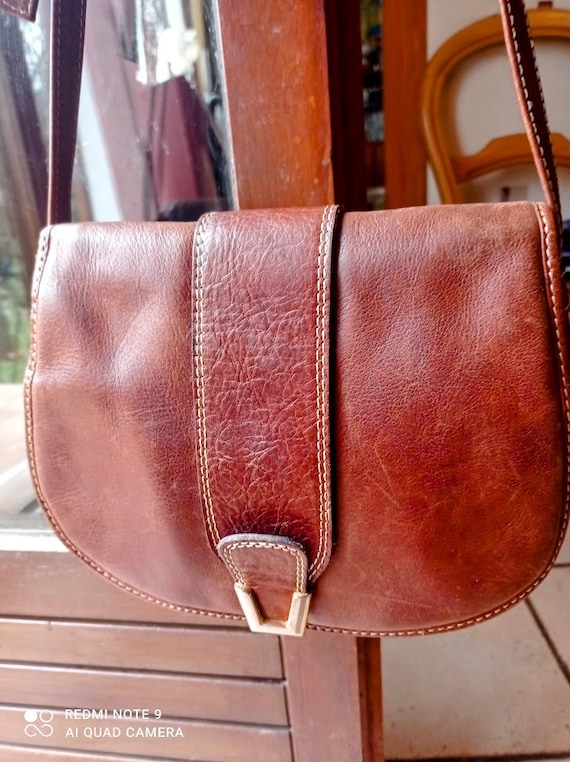 Minelli shoulder bag in vintage brown cowhide lea… - image 3