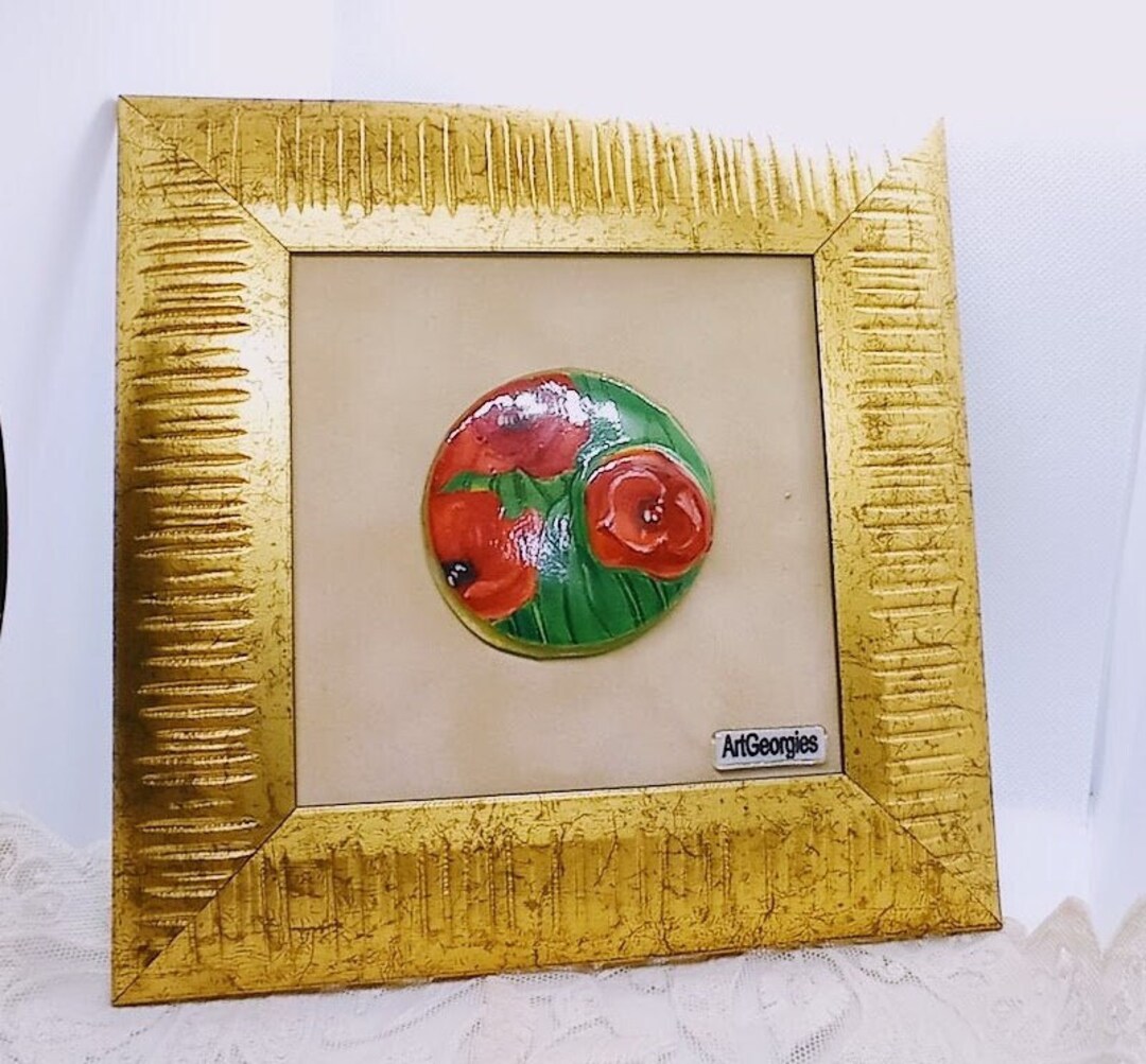 Vintage Frame Mosaic Glass Art Framed in Gilded Wood Modern Etsy