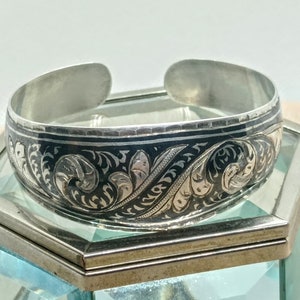 Bracelet Ancien En Argent Massif émaillé - Bijou Vintage Traditionnel - Occasion