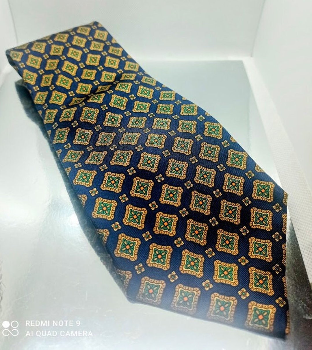 Cravate Soie Vintage Barton Mode – Fabriquée En Italie, Bleu Motifs