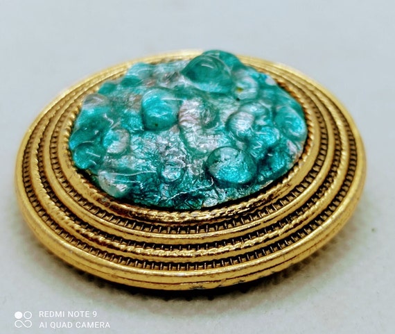 vintage gold clips brooch, gold round scarf clips… - image 2