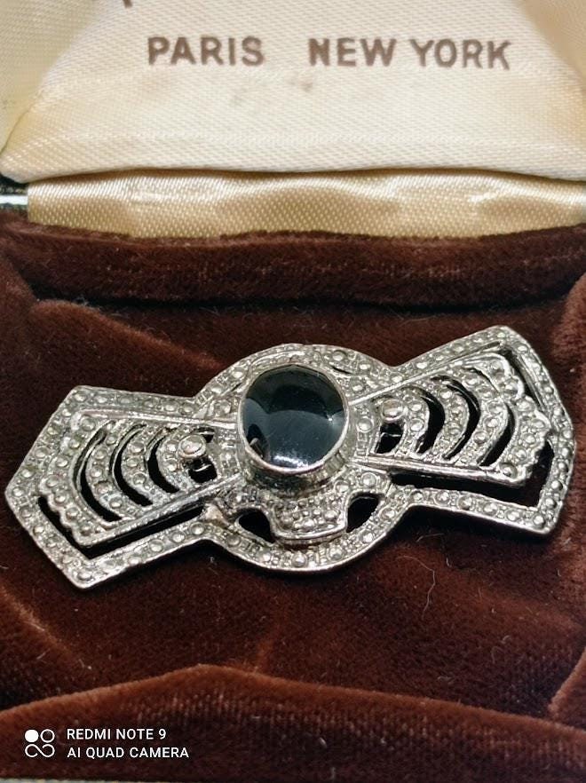 Art Deco Onyx Brooch - Etsy Art Deco Onyx Brooch - Etsy