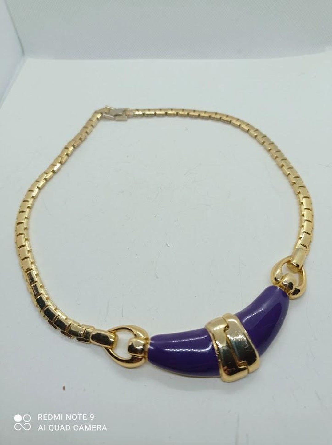 Collier Plastron Vintage Doré Orena Paris - Bijou Rétro, Occasion