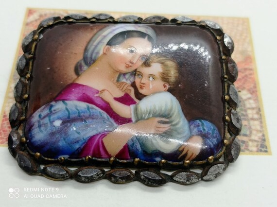 Broche Ancienne Peinture Vintage à Identifier - Bijou Occasion Mystère