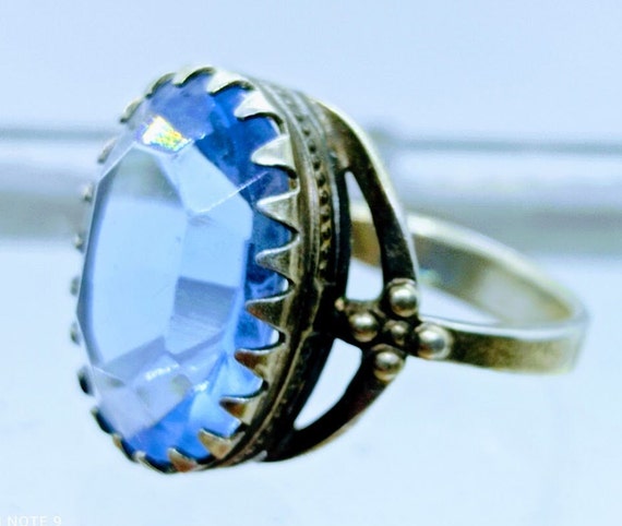 Sterling silver ring with blue rhinestones, 875 s… - image 10