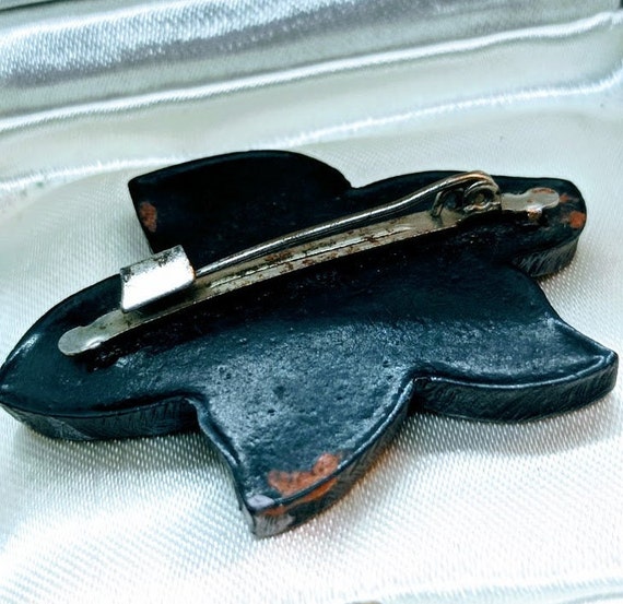 GUTTA PERCHA BROOCH; Antique Flower Brooch; Mourning … Gem