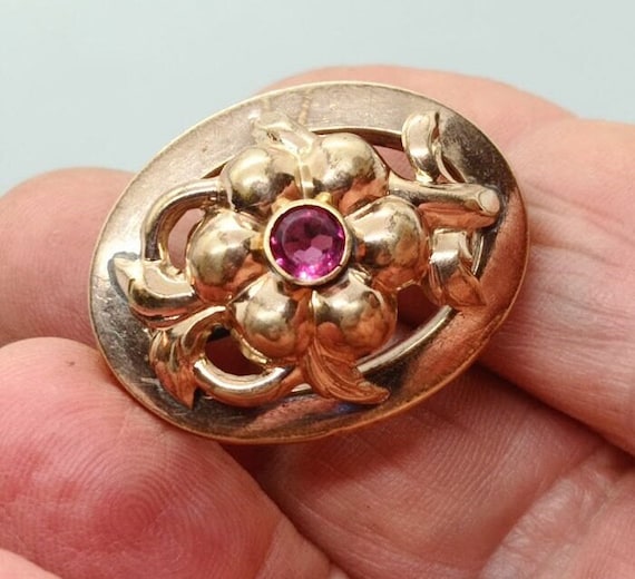 Broche Vintage Fleur Et Papillon 1900 Plaqué Argent - Ancien, Art Nouveau, Unisexe
