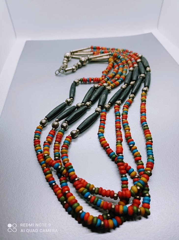 Collier Monet vintage en perles rouges et or, bijoux fantaisie