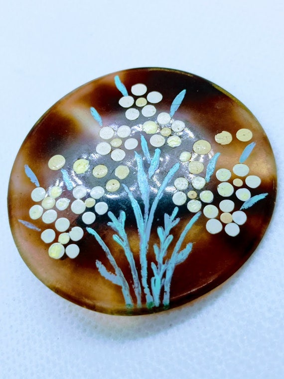 Original bakelite brooch with painting manual vin… - image 7