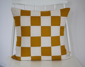 Patchwork cushion checkerboard pattern different colors