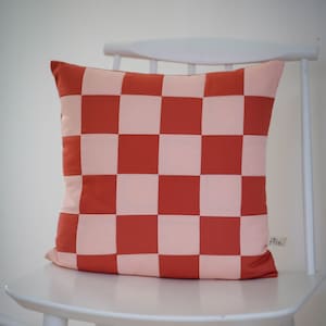 Patchwork cushion checkerboard pattern different colors