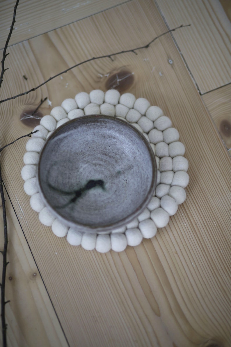 Coasters made of felt balls, round diameter 20 cm, various colors, handmade, pot coasters, felt coasters decorative wool felt, felt image 5