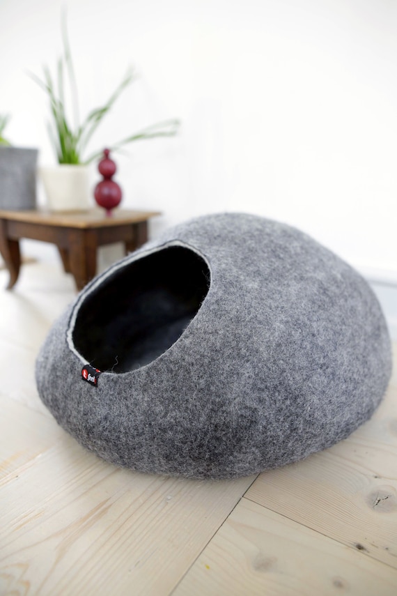 Katzenhöhle 50x50cm, Katzenhaus, Betthöhle, handgefertigt, Katze, Bett, Möbel, Tierbett, Katzenbett,Filz, gefilzte Wolle, Filzhöhle, Kokon