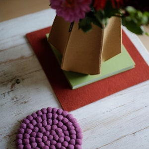 Coasters made of felt balls, round diameter 20 cm, various colors, handmade, pot coasters, felt coasters decorative wool felt, felt image 7