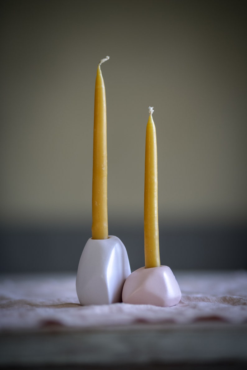 Set of 3 beeswax candles, hand-drawn from 100% beeswax, approx. 14 to 16 cm high, diameter 1 cm image 2