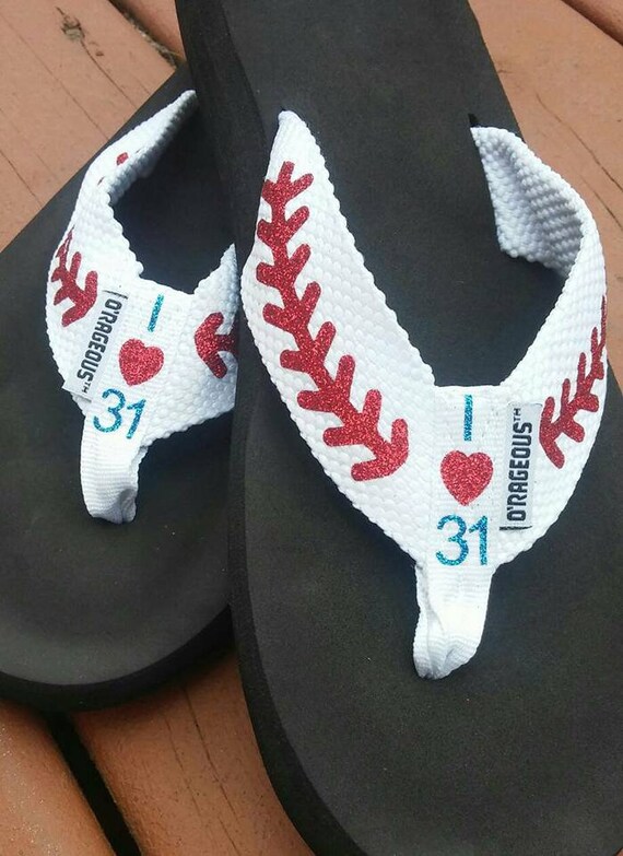 Etsy baseball flip flops Clearance