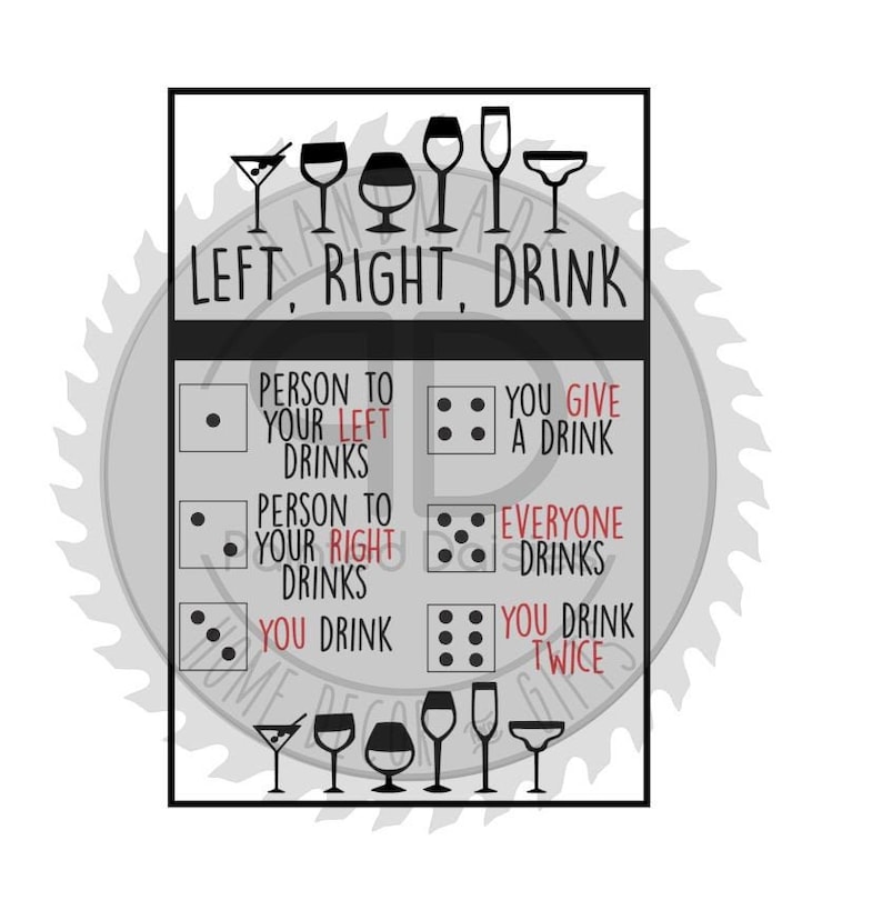 Left Right Drink Dice Game Digital Download fathers day