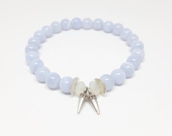 BLUE LACE AGATE + Quarz Armband