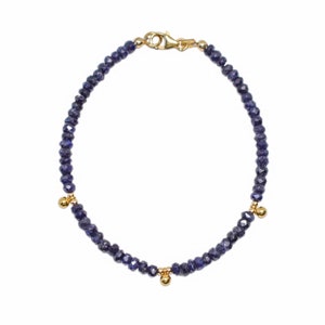 sapphire gold bracelet | raw sapphire bracelet | september birthstone bracelet | gift for her | wife gift | gift for her