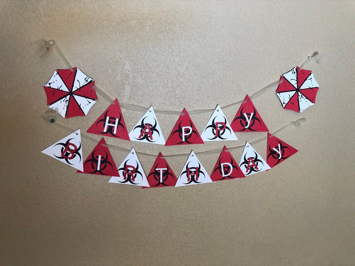 Umbrella Corp Happy Birthday Banner Etsy